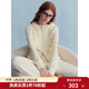 獨束大碼女裝【云暖舒芙蕾】收腰衛衣松弛感衛褲套裝冬新品兩件套 云朵白(外套) XL （尺碼：3）