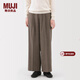 MUJI女式 起毛 直筒褲 褲子女款長(cháng)褲休閑褲女裝25年冬季 BE1XRC5A 棕色圖案 M (160/66A)