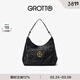 GROTTO個(gè)樂(lè )經(jīng)典黑石hobo包大小號植鞣綿羊皮腋下單肩斜挎軟包通勤禮物 經(jīng)典黑 金標L