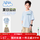 班尼路童裝男童夏裝套裝2025新款兒童短袖中大童工裝褲夏季運動(dòng)舒適衣服 藍黃條紋藍綠星標X+卡其 110 【推薦體重30-37斤】
