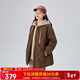艾萊依（ERAL）冬季新款假兩件羽絨服女連帽寬松時(shí)尚保暖棒球服外套上衣新年衣服 蜜茶棕 M 160【建議110-130斤】