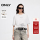 ONLY2025秋季新款個(gè)性圓領(lǐng)褪色字母撞色設計短袖T恤女|125101068 A43奶油白色 XS
