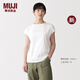 MUJI 女式 天竺編織 法國袖T恤短袖上衣女款內搭春夏新品女裝BB2RKA6S 白色 M (160/84A)