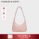 CHARLES&KEITH拉鏈簡(jiǎn)約通勤輕便鏈條腋下包生日新年禮物送女友CK2-20271604 Light Pink淺粉色 S
