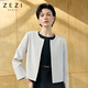 ZEZI三醋酸小香風(fēng)外套女高級感春夏新款米色小個(gè)子短款上衣職場(chǎng)穿搭 米灰色 XL （120-130斤）