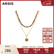 Arsis【明星同款】鴻運雙層疊鏈虎眼石項鏈紅色吊墜送女友情人節禮物