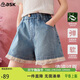 ASK JUNIOR兒童褲子夏季中大童拼接網(wǎng)紗A字短褲女童青少年牛仔褲 藍色 170