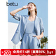 百圖betu女裝夏季新款女裝簡(jiǎn)約知性西裝短褲三件套套裝女2304D04 淺藍 L