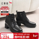 紅蜻蜓時(shí)裝靴25冬季女鞋粗跟加絨通勤保暖皮靴中年媽媽靴WJC45043黑色37