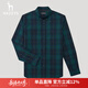 哈吉斯（HAZZYS）男裝 秋季款男士襯衣條紋格子襯衫長(cháng)袖襯衫男ASCZK1ACK14 深綠色DG M (170/92A 46)