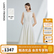 朗姿法式高級感氣質(zhì)無(wú)袖禮服裙女夏季新款收腰設計感連衣裙 米白色 M
