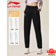 李寧（LI-NING）休閑褲女士直筒運動(dòng)褲寬松衛褲棉質(zhì)舒適黑色百搭長(cháng)褲子女