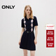 ONLY2025夏季新款學(xué)院風(fēng)假兩件翻領(lǐng)菱格短裙連衣裙女|125346003 E39深藍色 XL