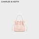 CHARLES&KEITH26春季新品抽繩簡(jiǎn)約手提水桶包斜挎包女神節生日禮物CK2-10271696 Soft Pink淺粉色 S