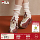 FILA  VETTA鞋斐樂(lè )楊冪同款女鞋新年款老爹鞋2026春休閑運動(dòng)鞋V頭鞋 泡沫白/葡萄酒紅-WR 38.5