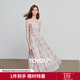 初語(yǔ)法式復古格紋抹胸吊帶裙女2025夏季新款收腰A字裙連衣裙 冰粉色 M