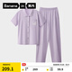蕉內棉棉500E睡衣女士5A抑菌棉莫翻領(lǐng)短袖長(cháng)褲夏季短褲家居服情侶套裝 【女士長(cháng)褲】鎂紫 M