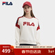 FILA 斐樂(lè )官方女子套頭衛衣冬季logo時(shí)尚休閑拼色針織內搭長(cháng)袖上衣 鮮乳白-IV M