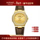 西普尼金表（HIPINE）金表女防水石英表輕奢純金999黃金手表進(jìn)口機芯女生日禮物 【優(yōu)雅金-棕帶】金重3.5g+