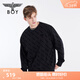 BOY LONDON【暗紋植絨】男女同款長(cháng)袖滿(mǎn)印寬松圓領(lǐng)套頭衛衣N03010 黑色 M