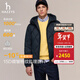 哈吉斯（HAZZYS）男裝 冬季【鵝絨】連帽羽絨服菱格短款厚外套男衣服ASFZU0CDX07 藏青色NV L （175/96A 48）