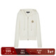Teenie Weenie小熊女裝毛針織衫26年春季新款金線(xiàn)刺繡絞花連帽開(kāi)衫 象牙白 S