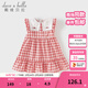 戴維貝拉（DAVE＆BELLA）全棉兒童連衣裙童裝新款女寶寶公主裙小童格子裙女童裙子童裙 紅色格【現貨】 90 cm（建議身高80-90cm）