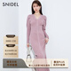 SNIDEL春夏優(yōu)雅修身V領(lǐng)泡泡袖魚(yú)尾針織連衣裙SWNO241048 粉色 均碼 （F）