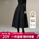 晚白【新品】黑色顯瘦a字半身裙冬款百搭顯瘦保暖羊毛大擺半裙 深灰色 M