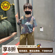 G.duck小黃鴨童裝男童夏裝套裝2026新款痞帥夏裝男孩t恤短袖長(cháng)褲防蚊褲 藍紫色+長(cháng)褲套裝 100 (建議90-98cm 2-3周歲）