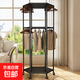晾衣架落地家用陽(yáng)臺室內曬衣服架多功能旋轉可移動(dòng)宿舍簡(jiǎn)易掛衣架 雙層黑色【多層晾曬網(wǎng)】