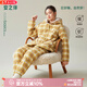 安之伴【巨保暖】三層夾棉加厚睡衣女款冬季珊瑚絨連帽家居服套裝 黃橡 M