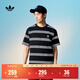 adidas經(jīng)典條紋純棉運動(dòng)上衣圓領(lǐng)短袖T恤男裝夏季阿迪達斯三葉草 黑色   XL