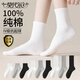 莫代爾襪子女5雙裝純棉春秋薄款中筒襪10A抗菌防臭吸汗透氣運動(dòng)白色襪子