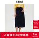 ELAND衣戀半身裙女后開(kāi)衩簡(jiǎn)約風(fēng)H型顯瘦復古通勤長(cháng)裙新款 深牛仔色(57)D/Indigo M 165