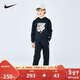 NIKE3BRAND 耐克男女童紅色拜年服2件套兒童純棉毛圈衛衣+褲子套裝