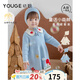 幼歌（YOUGE）嬰幼兒秋季新款舒適親膚連衣裙女寶寶軟糯全棉毛衣裙潮 藍色連衣裙 100 cm