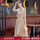 MAGIOPY高端奢侈品女裝連衣裙女2026年春夏新款新中式國風(fēng)旗袍小香風(fēng)裙 卡其 L