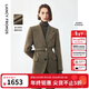 朗姿冬季新款純羊毛復古人字紋高智西裝外套優(yōu)雅氣質(zhì)收腰西服 卡其綠色2 M