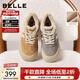 百麗（Belle）撞色厚底板鞋女冬季新款商場(chǎng)同款高幫大頭休閑鞋E6X1DDM5 棕色-毛里 36 (230mm)