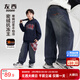 左西男童加絨牛仔褲兒童冬季保暖褲子2025新款中大童長(cháng)褲 牛仔色 160