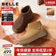百麗（Belle）復古絨面勃肯鞋女冬季新款商場(chǎng)同款厚底加絨休閑短靴E6F1DDD5 棕色-薄絨 36 (230mm)