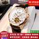 歐品客手表男款男士手表品牌十大名表2026新款全自動(dòng)機械表夜光防水男表 免費終身質(zhì)保/3186玫殼白面棕皮帶