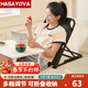 HASAYOVA床上靠背座椅宿舍大學(xué)生懶人沙發(fā)折疊便攜躺椅老人臥床折疊椅 黑色中號【6檔調節+可調靠枕】