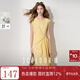 三彩2025夏季新款無(wú)袖連衣裙不規則大擺長(cháng)裙法式A字裙M 姜黃色 M 160/84A