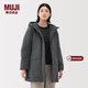 MUJI女式 不易沾水 羽絨大衣 羽絨服女款 女裝 25年冬季外套BD10UA5A 中灰色 XL  (165/92A)