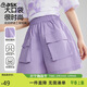 ASK JUNIOR兒童褲子夏季中大童大褲腳短褲運動(dòng)五分褲女童青少年中褲 紫色