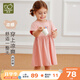 拉比兒童短袖連衣裙女童寶寶2025夏季新款薄款洋氣女孩小童短裙子 玫瑰紅 100 cm