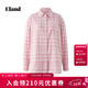 ELAND【亞麻】衣戀襯衫女翻領(lǐng)后背抽碎褶長(cháng)袖寬松25夏季新款淡人 淺粉色(26)L/Pink-F37R31 L /170