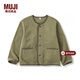 MUJI大童 抓絨 無(wú)領(lǐng)開(kāi)衫 兒童外套男童女童 25年冬季 童裝CB1PNA5A 卡其綠 130 /64A